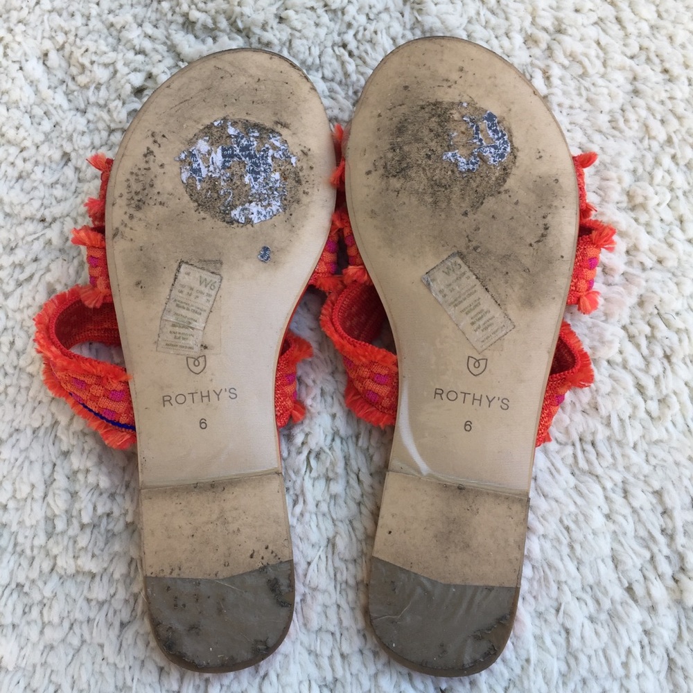 ROTHY’S Bright Red Fringe Slide Sandals - Picture 4 of 5